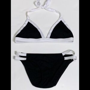 Mossimo Black & White Triangle Bikini Top & Bottoms Swimsuit Xl/SP
